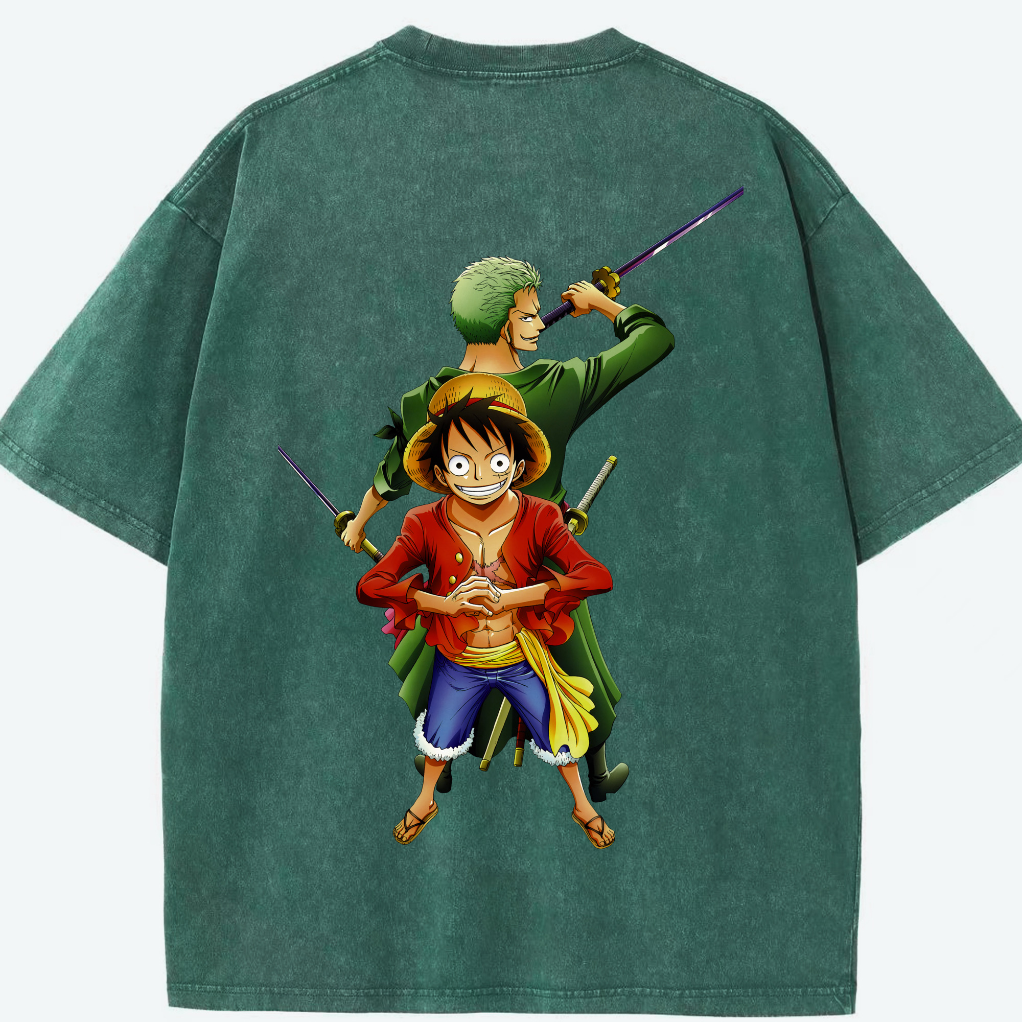 ワンピース モンキー・D・ルフィ ONE PIECE Monkey D. Luffy 綿100% ヴィンテージ風 半袖Tシャツ（背面プリント）